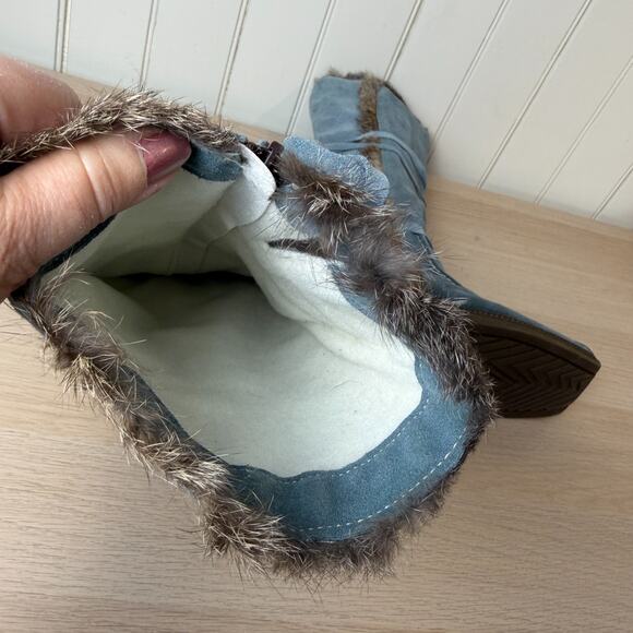 KATE KUBA Womens Festival Suede Lace Up Boots Rabbit Fur Trim Size 36 EU/5.5 US - Picture 8 of 12